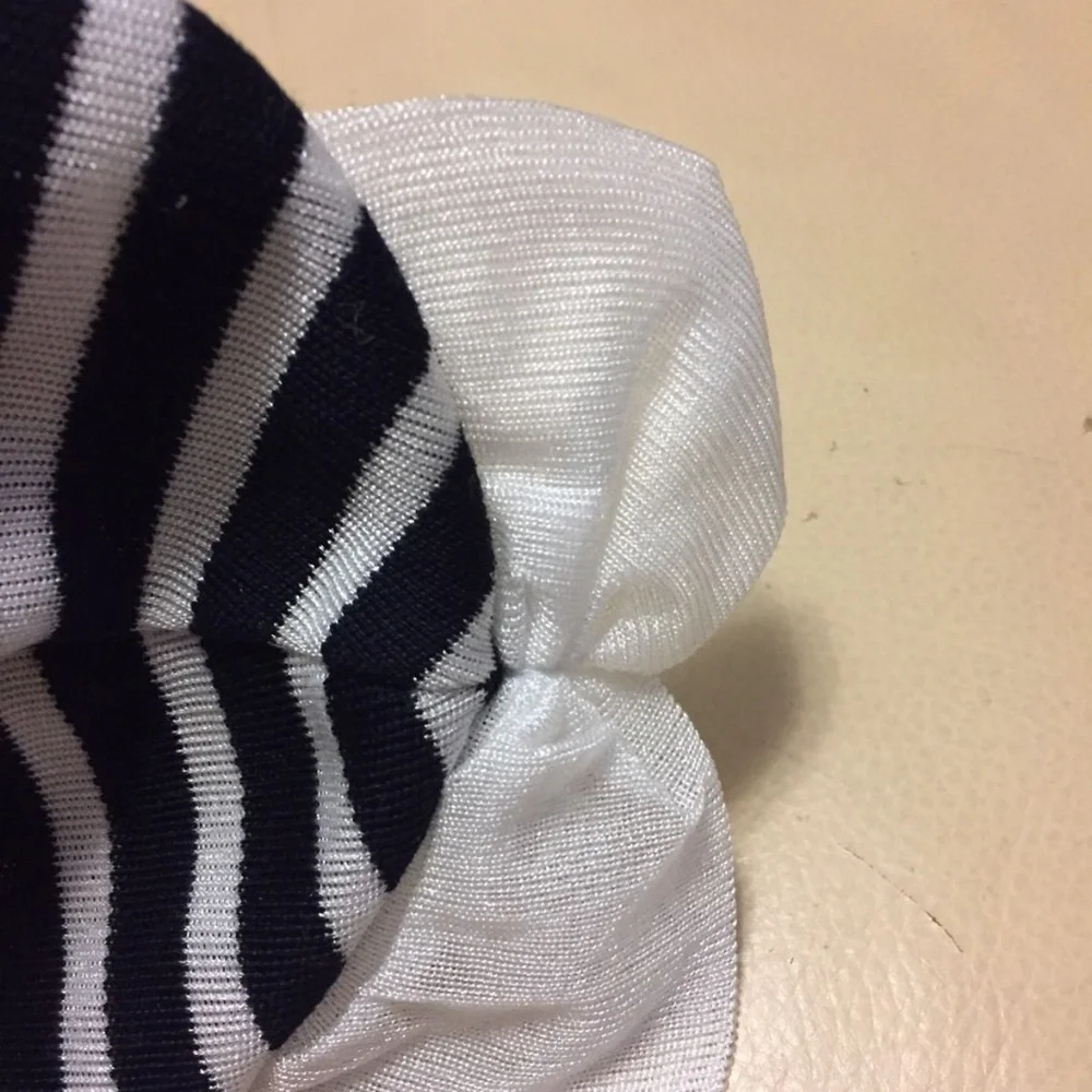 NWT FEDERICA MORETTI Navy Blue White Striped Bow BEANIE